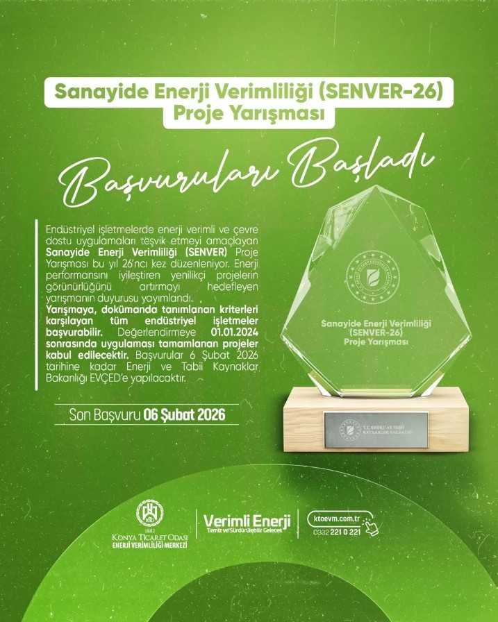Sanayide Enerji Verimliliği (SENVER-26) Proje Yarışması Başvuruları Açıldı